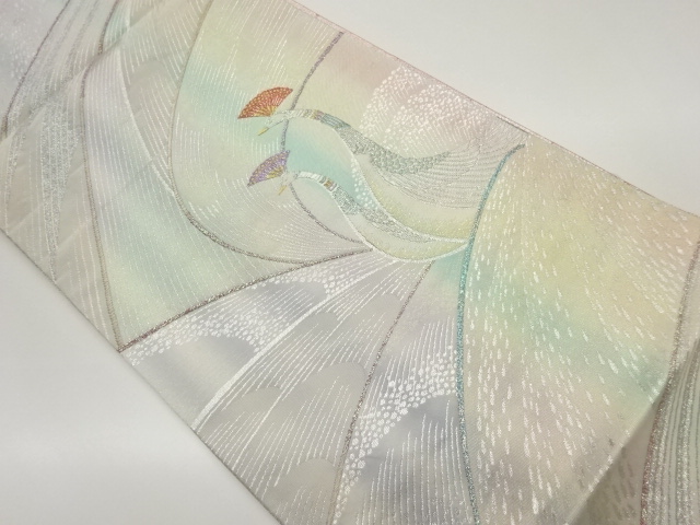 孔雀模様織出し袋帯